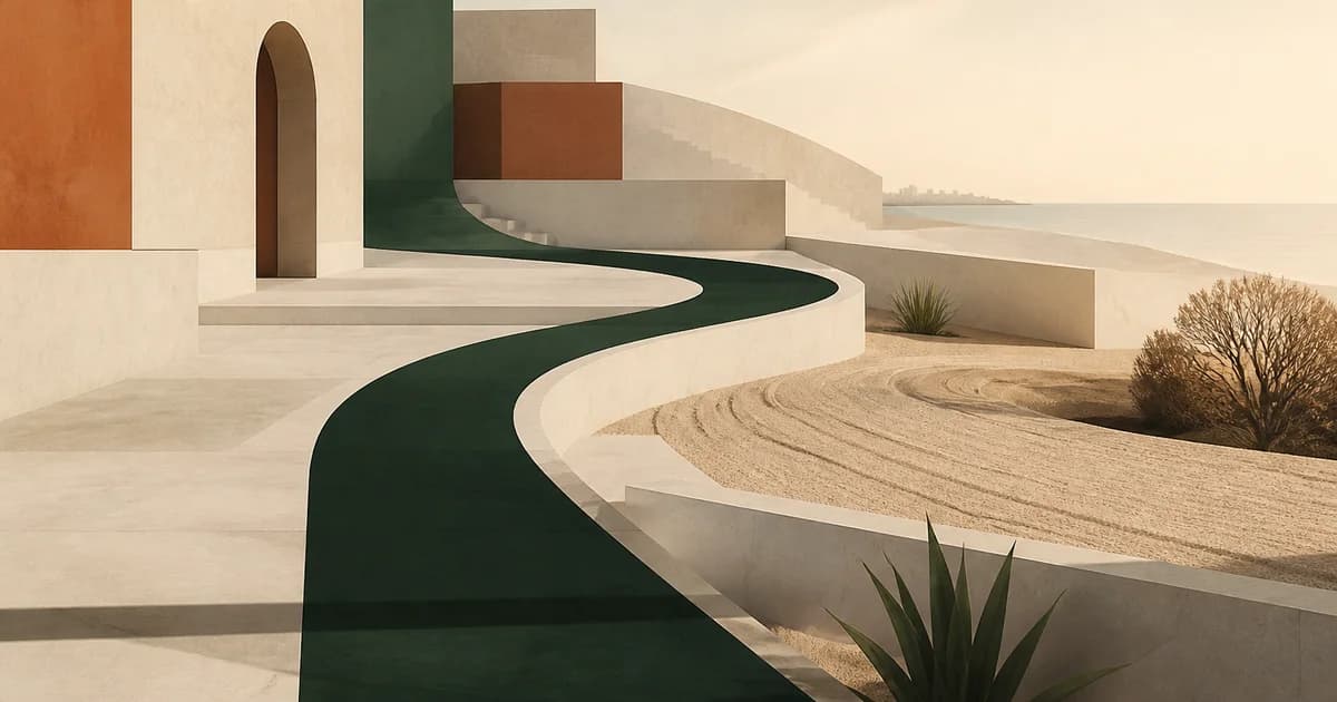 تصميم تحريري تجريدي يرافق دليل: شراء شقة في دمياط الجديدة: كيف تختار الحي والوحدة دون استعجال؟